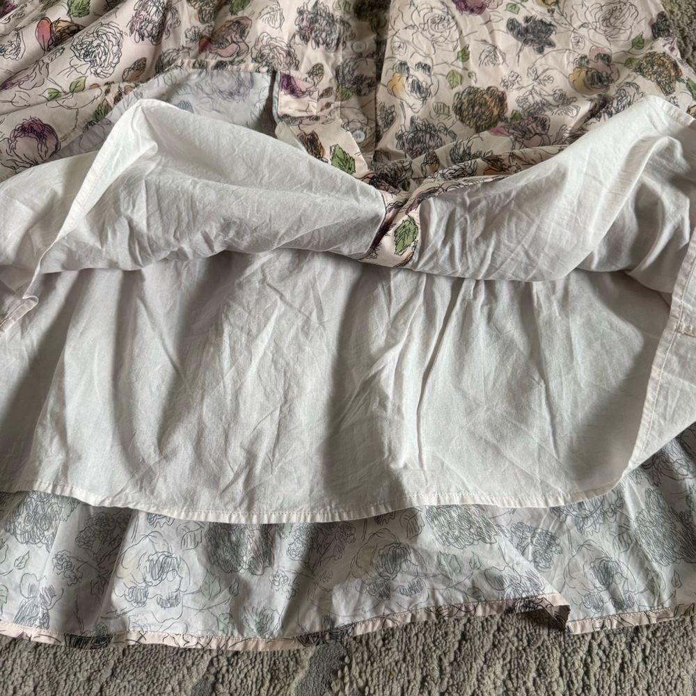 Meadows midi skirt button front organic cotton floral cottage pleated ruffle 8 - Picture 9 of 10